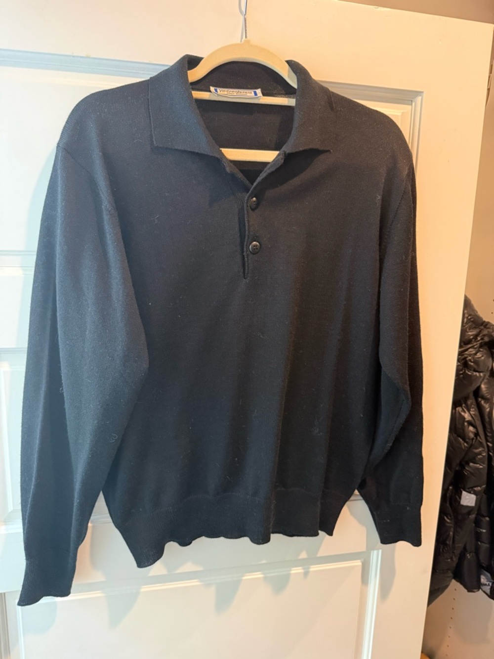 Yves Saint Laurent Black Knit Polo Sweater